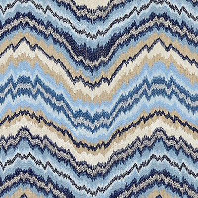 Scalamandre Bergamo Embroidery Indigo FALL 2016 SC 000227096 Blue Upholstery LINEN;44%  Blend Wavy Striped  Fabric