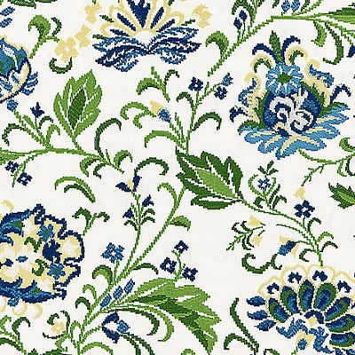 Scalamandre Delphine Embroidery Jardin SC 000227173 Upholstery COTTON;18%  Blend Crewel and Embroidered  Jacobean Floral  Fabric