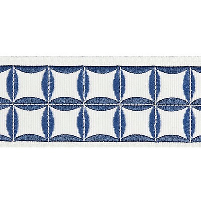 Scalamandre Trim Fiori Embroidered Tape Delft FALL 2016 SC 0002T3288 Blue 66% COTTON;34% VISCOSE Blue Trims Wide  Trim Tape  Trim Border 