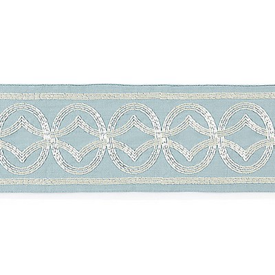 Scalamandre Trim Athena Embroidered Tape Sky SC 0002T3305 Blue 54% COTTON;39% VISCOSE;7% SPUN POLYESTER  Trim Border Wide  Trim Tape 
