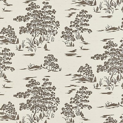 Scalamandre Wallcoverings Katsura Embroidered Toile Bark Soiree SC 0002WP88445 Brown 52% RAYON 41% GRASSCLOTH 7% COTTON