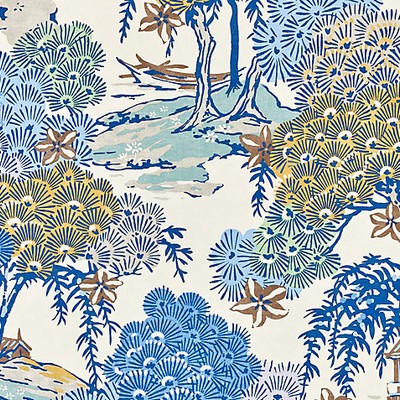 Scalamandre Wallcoverings Sea Of Trees  Wallcovering Blue Ridge SC 0002WP88553 Multi  Leaves Trees and Vines Wallpaper Asian and Oriental Chinoiserie 