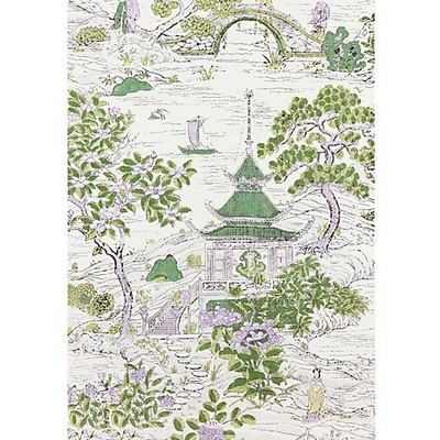 Scalamandre Wallcoverings Satomi  Wallcovering Lavender And Citron SC 0002WP88554 Green  Asian and Oriental Chinoiserie 