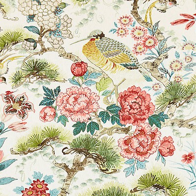 Scalamandre Shenyang Linen Print Bloom BOTANICA SC 000316601 Multipurpose LINEN LINEN Birds and Feather  Vine and Flower  Floral Linen  Oriental  Fabric
