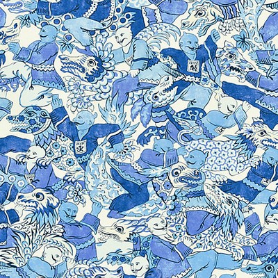 Scalamandre Dragon Dance Porcelain CHINOIS CHIC SC 000316612 Blue LINEN;35%  Blend Oriental  Fabric