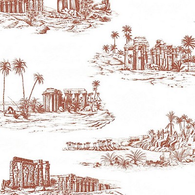 Scalamandre Cairo Toile Red Clay SAHARA SC 000316635 Red Multipurpose COTTON COTTON Travel Oriental Toile  Fabric