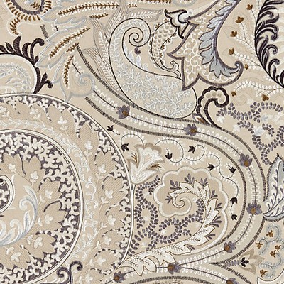 Scalamandre Malabar Paisley Embroidery Flax BOTANICA SC 000327124 Multipurpose COTTON;40%  Blend Crewel and Embroidered  Classic Paisley  Fabric