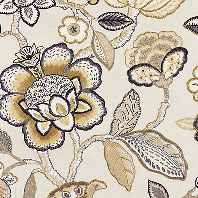 Scalamandre Coromandel Embroidery Flax BOTANICA SC 000327126 Multipurpose VISCOSE;29%  Blend Crewel and Embroidered  Jacobean Floral  Fabric