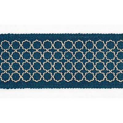 Scalamandre Trim Seville Embroidered Tape Peacock FALL 2016 SC 0003T3289 Blue 91% LINEN;9% RAYON  Trim Border Wide  Trim Tape 