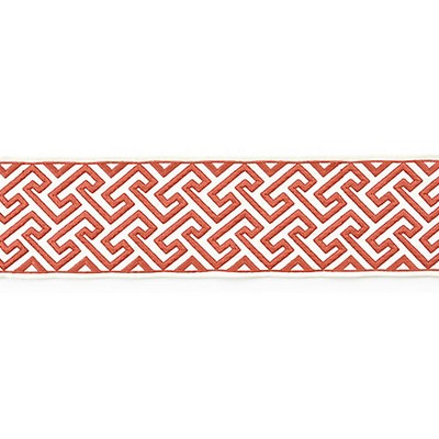 Scalamandre Trim Labyrinth Embroidered Tape Coral CHINOIS CHIC TRIMMING SC 0003T3319 Orange 55% COTTON; 45% SPUN POLYESTER  Trim Border Wide  Trim Tape 