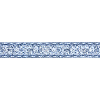 Scalamandre Trim Tulsi Block Print Tape Lakeside PACIFICA SC 0003T3328 Blue Upholstery 100% COTTON Wide  Trim Tape 