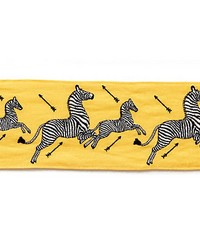 Zebras Embroidered Tape Yellow by   