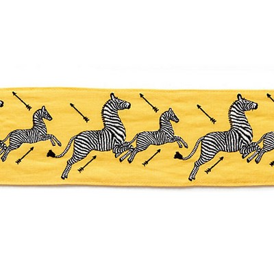 Scalamandre Trim Zebras Embroidered Tape Yellow SAHARA SC 0003T3332 Yellow Multipurpose 85% LINEN 15% POLYESTER Wide  Trim Tape  Trim Border 