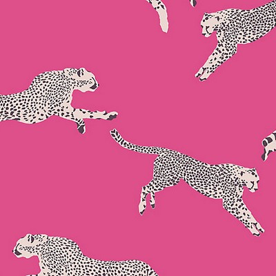 Scalamandre Wallcoverings Leaping Cheetah Bubblegum SC 0003WP88449 Pink Paper Non-Woven Animals Contemporary 
