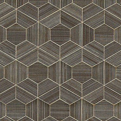 Scalamandre Wallcoverings Hive  Abaca Graphite SC 0003WP88469 Black  Modern Geometric Designs Tiles and Tiled Wallcoverings 