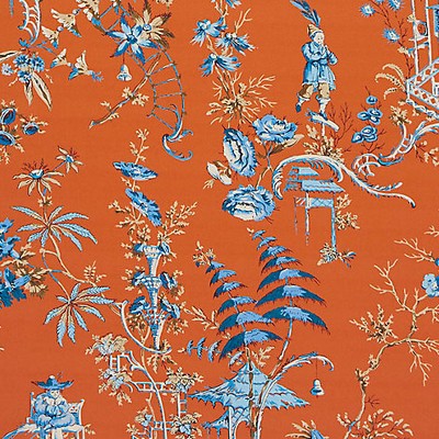 Scalamandre Nanjing Mandarin SPRING 2015 SC 000416552 Orange Multipurpose COTTON COTTON Oriental  Oriental Toile  Fabric
