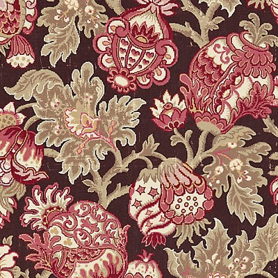 Scalamandre Canterbury Linen Print Mulberry FALL 2016 SC 000416593 Purple Upholstery LINEN LINEN Jacobean Floral  Floral Linen  Fabric