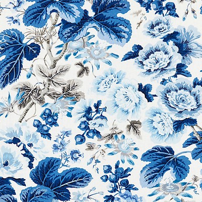 Scalamandre Highgrove Linen Print Porcelain BOTANICA SC 000416595 Blue Upholstery LINEN LINEN Traditional Floral  Floral Linen  Fabric