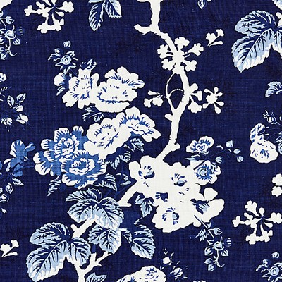 Scalamandre Ascot Linen Print Indigo BOTANICA SC 000416602 Blue Multipurpose LINEN LINEN Floral Linen  Floral Toile  Fabric