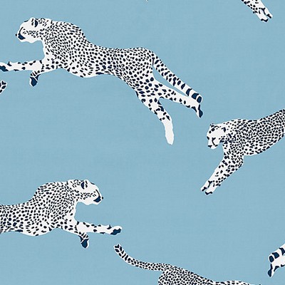 Scalamandre Leaping Cheetah Cotton Print Cloud Nine SAHARA SC 000416634 Blue Multipurpose COTTON COTTON Jungle Safari  Fabric
