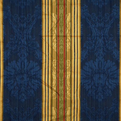 Scalamandre Santa Margarita Multi On Cobalt SC 000426166 Multi Upholstery COTTON;16%  Blend Classic Damask  Striped  Fabric