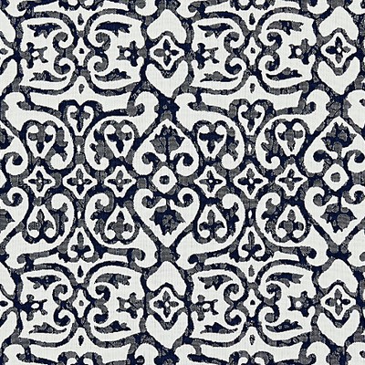 Scalamandre Kediri Indigo ENDLESS SUMMER SC 000427057 Blue Upholstery SOLUTION  Blend Fun Print Outdoor Ethnic and Global  Fabric