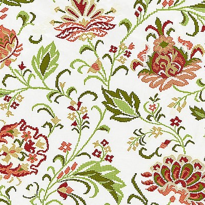 Scalamandre Delphine Embroidery Blossom SC 000427173 Upholstery COTTON;18%  Blend Crewel and Embroidered  Jacobean Floral  Fabric