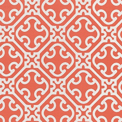 Scalamandre Ailin Lattice Weave Coral CHINOIS CHIC SC 000427214 Orange COTTON|45%  Blend Oriental  Lattice and Fretwork  Fabric