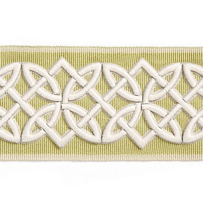 Scalamandre Trim Celtic Embroidered Tape Lettuce HAMPTONS TRIMMINGS SC 0004T3282 Green 40% POLYESTER;32% VISCOSE;28% ACRYLIC Green Trims Wide  Trim Tape  Trim Border 