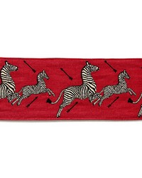 Zebras Embroidered Tape Masai Red by   