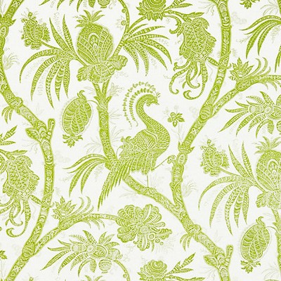 Scalamandre Wallcoverings Balinese Peacock Pear SC 0004WP88355 Green 100% VINYL COATED PAPER|67% LINEN;33% COTTON Animals Bird and Butterfly Wallpapers Asian and Oriental Chinoiserie Toile 