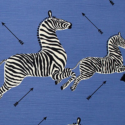 Scalamandre Zebras Denim ZEBRA COLLECTION SC 000516496M Blue COTTON;27%  Blend Jungle Safari  Fun Print Outdoor Fabric