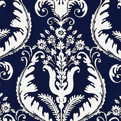Scalamandre Primavera Navy SC 000516597 Blue Multipurpose  Classic Damask  Fabric