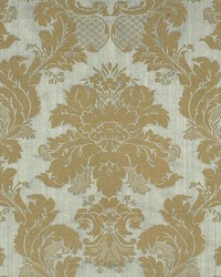 Damasco Sienese Mist Grey On Blue Strie by  Scalamandre 