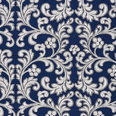 Scalamandre Chiara Embroidery Indigo FALL 2015 SC 000527029 Blue Multipurpose LINEN;40%  Blend Scrolling Vines  Embroidered Linen  Fabric