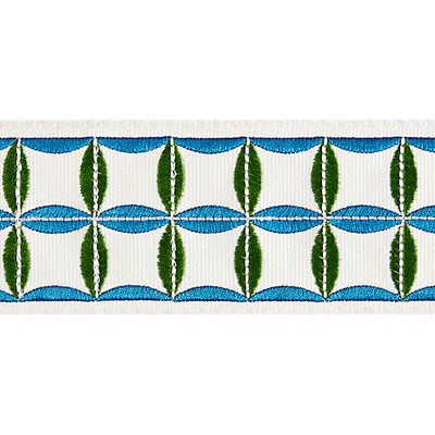 Scalamandre Trim Fiori Embroidered Tape Peacock FALL 2016 SC 0005T3288 Blue 66% COTTON;34% VISCOSE  Trim Border Wide  Trim Tape 