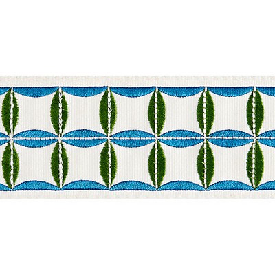 Scalamandre Trim Fiori Embroidered Tape Peacock FALL 2016 SC 0005T3288 Blue 66% COTTON;34% VISCOSE  Trim Border Wide  Trim Tape 