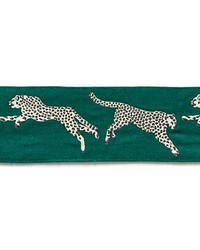 Leaping Cheetah Embrdry Tape Evergreen by  Silver State 