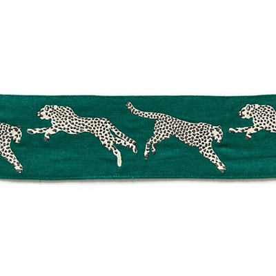 Scalamandre Trim Leaping Cheetah Embrdry Tape Evergreen SAHARA SC 0005T3331 Green Multipurpose 85% LINEN 15% POLYESTER Wide  Trim Tape  Trim Border 