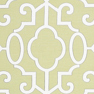 Scalamandre Wallcoverings Ming Fretwork Pear SC 0005WP88356 Green 100% VINYL COATED PAPER Modern Geometric Designs Diamonds and Ogee Asian and Oriental Chinoiserie 