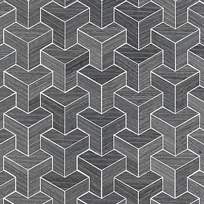 Scalamandre Wallcoverings Forte  Wood Steel SC 0005WP88472 Grey  Contemporary 