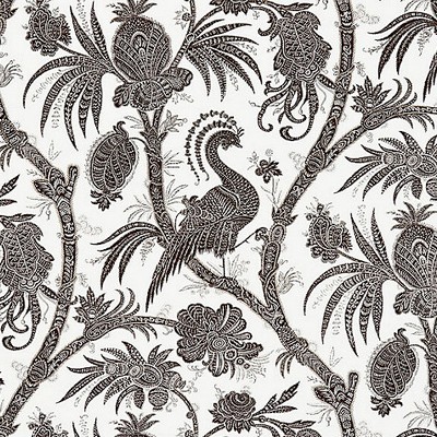 Scalamandre Balinese Peacock Java FALL 2015 SC 000616575 Brown Multipurpose LINEN;33%  Blend Birds and Feather  Oriental  Oriental Toile  Fabric