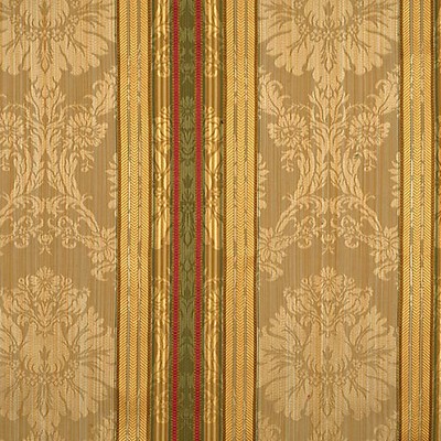 Scalamandre Santa Margarita Multi On Ochre SC 000626166 Multi Upholstery COTTON;16%  Blend Classic Damask  Striped  Fabric