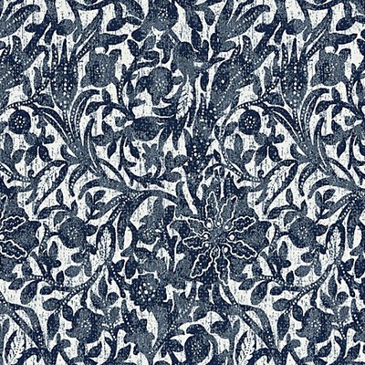 Scalamandre Bali Floral Ultramarine ISOLA INDOOR/OUTDOOR COLLECTION SC 000627195 Blue SOLUTION-DYED  Blend Floral Outdoor  Fabric