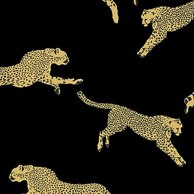 Scalamandre Wallcoverings Leaping Cheetah Black Magic SC 0006WP88449 Black Paper Non-Woven Animals Contemporary 