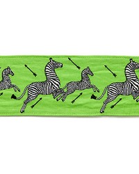 Zebras Embroidered Tape Lime by   