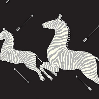 Scalamandre Wallcoverings Zebras Black  Silver SC 0009WP81388M Black 100% PAPER Animals 