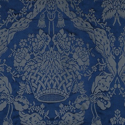Scalamandre Gabriel Blue SC 001220355M Blue Upholstery COTTON;34%  Blend Classic Damask  Fabric
