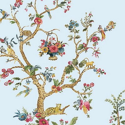 Scalamandre Wallcoverings Anthology Tree Of Life  Mural Dawn Daisy Bennett Anthology Resource SC 1708ANTH Blue  Leaves Trees and Vines Wallpaper Wall Murals and Wall Stickers 