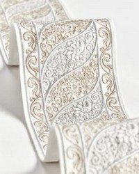 Paisley Embroidered Tape Silver Sand by   